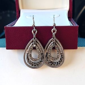 Silver Toned Hematite Earrings